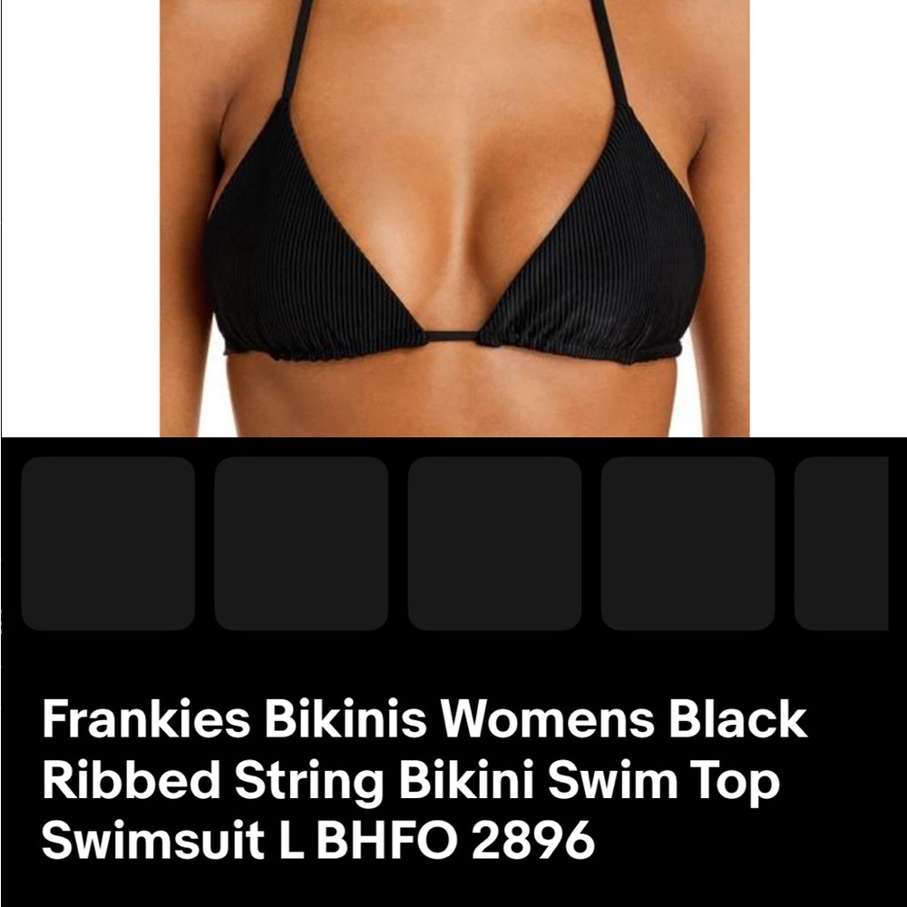 Frankie's Bikinis Black Ribbed Triangle Bikini